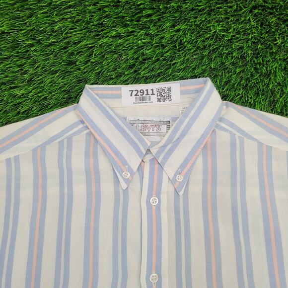 Vintage LEVIS Baggy Button Shirt Medium 23x31 Poplin - Picture 3 of 15